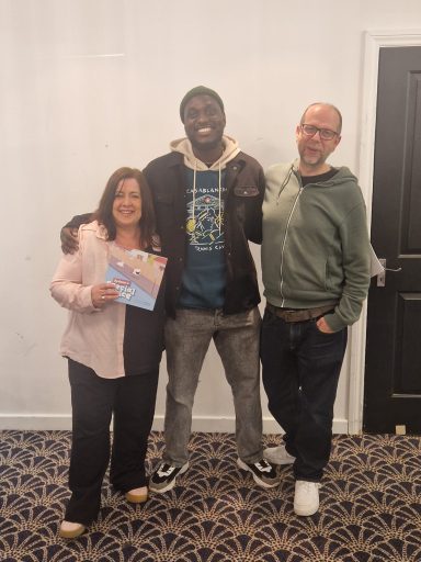 Getting ready for the book launch to raise awareness of stammering in schools.